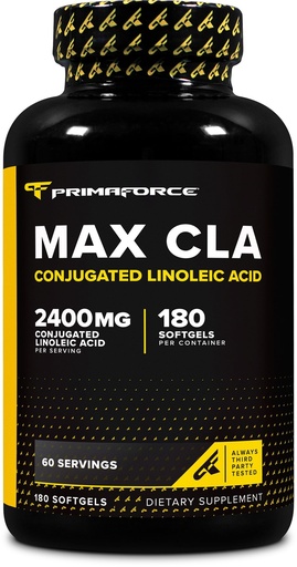 [BRSWIGD2DMBRKE3A] Primaforce CLA 2400 mg per Serving (180 softgels) - Max CLA - for Men and Women, Non-Stimulating, GMO Free & Gluten Free
