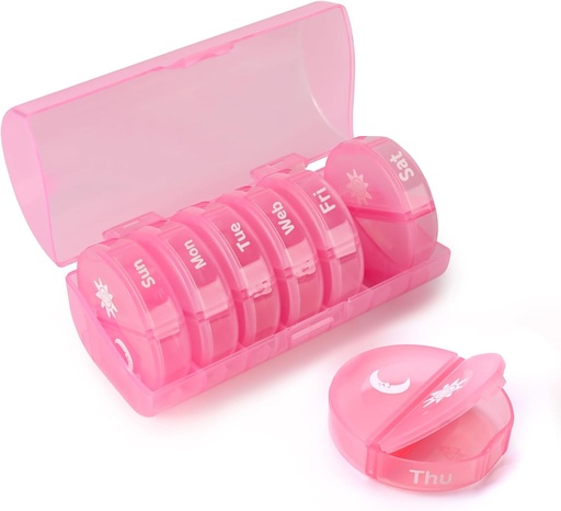[BRSROCD6PIDRYDTB] Weekly Pill Organizer 2 Times a Day, Travel Pill Box 7 Day, AM PM Twice a Day Pill Case, Portable Daily Vitamin Organizers for Medication, Vitamins, Fish Oil, Supplements