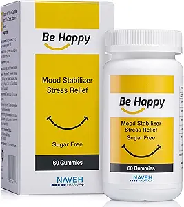 [BRSW2GQBCINQAYDG] NAVEH PHARMA Be Happy Saffron Supplements for Adults – Stress-Relief, Focus Gummies with Saffron Extract, Vitamin D, and Vitamin B12 – Great-Tasting, Sugar-Free Mood Support Supplement, 60 Ct.