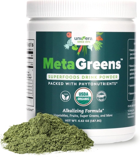 [BRSW2HATAQHA4ELG] Univera Metagreens, Green Superfoods Blend Powder, Smoothie Mix with Organic Spirulina, Vital Antioxidants, Alkalize, Detoxify, Vegan, Non-GMO, 30-Day Supply.