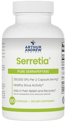 [BRSWIZIIO4OBSDTY] Arthur Andrew Medical, Serretia, Serrapeptase Formula for Muscle and Sinus Support, 180 Capsules