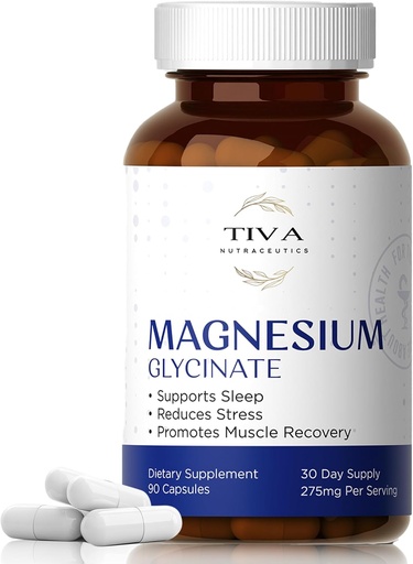 [BRSRAHYZA57REG3O] Magnesium Glycinate – Gentle & Highly Absorbable Magnesium for Sleep, Muscle Relaxation & Heart Health | Chelated Magnesium Complex for Energy & Bone Support | 90 Capsules
