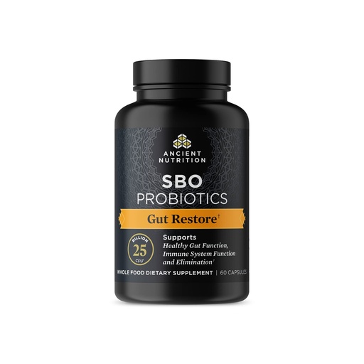 [BRSWYBQBDIMAKCTJ] Ancient Nutrition Probiotics, SBO Probiotics Gut Restore 60 Ct, Promotes Gut Health, Digestive and Immune Support, Gluten Free, Ancient Superfoods Blend, 25 Billion CFUs* Per Serving