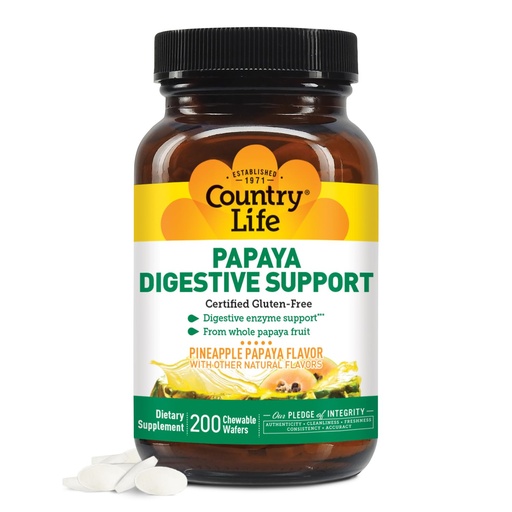 [BRSWICYPOF4GEEDC] Country Life, Papaya Digestive Support, Daily Enzymes to Promote Digestive Health and Nutrient Absorption, 200