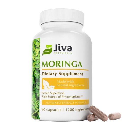 [BRSWYFA3AAOWYYDL] Jiva Botanicals Moringa Leaves Extract Capsules - Made from Moringa Leaf Powder and Oleifera Supplement for Immune and Normal Joint Support - 90 Capsules (Pack of 1)