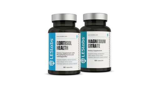 [BRSRA235DENWCD3G] LES Labs Cortisol Health and Rest Bundle - Cortisol Manager & Magnesium Duo for Relaxation and Restful Sleep Support