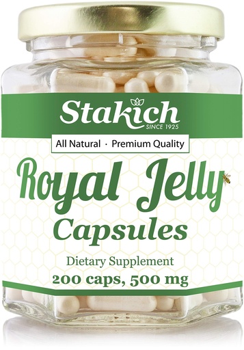 [BRSWKHD2OYCRECDY] Stakich 500 mg Capsules (Royal Jelly Capsules 500 mg (200 Count))