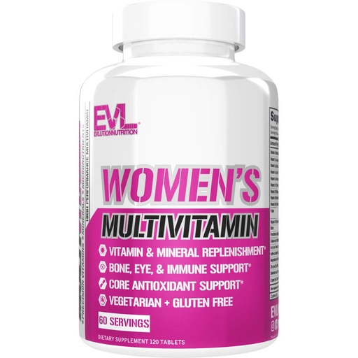 [BRSWG2QBCAFGC3DP] Evlution Nutrition Women's Multivitamin - Full Spectrum Vitamins & Minerals, Immune Health, Vitamin C & D, Iron, Zinc, Antioxidants & Bioflavonoids, Skin, Hair, Bone, Eye Health, 120 Tablets, 60 Days