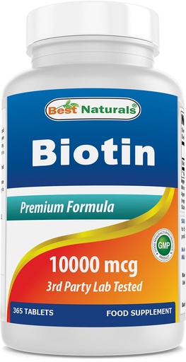 [BRSWYZINDMCWC3T5] Best Naturals Biotin (Also Called Vitamin B7), 10,000 mcg 365 Tablets (365 Count (Pack of 1))