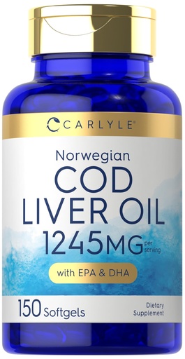 [BRSROZI2PICA22TH] Carlyle Norwegian Cod Liver Oil | with EPA & DHA | 1245mg | 150 Softgels | Liquid Capsules | Non-GMO & Gluten Free Supplement