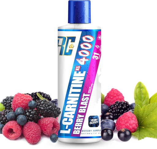 [BRSRAHAHCQFRS3Y6] 罗尼·科尔曼签名系列 L Carnitine XS 4000 液体,无兴奋剂,无糖,零卡布斯,精液力支持男女,氨基酸补充剂,Berry blast Flavor, 16 Oz