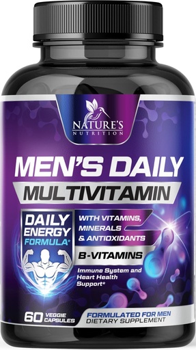 [BRSWGEIEB4NQ2C3V] Multivitamin for Men - Advanced Supplement with Full-Spectrum Formula, Essential Vitamins A, C, D, E, & Zinc - High Potency B Vitamins Multi - Men’s Daily Multivitamins - Bottled in USA - 60 Capsules