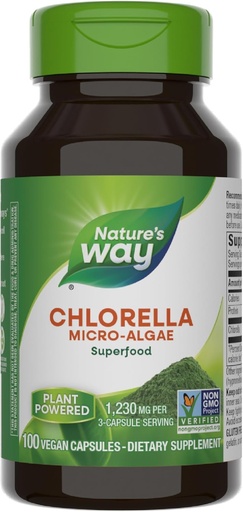 [BRSWIYTQAYOW2ADM] Camino de la Naturaleza Chlorella Micro-Algae, Superalimentos, Soporta Vías Antioxidantes*, 1.230 mg por Servicio de 3 cápsulas, Vegan, Proyecto No GMO Verificado, 100 cápsulas (Paquete Mayo Vary)