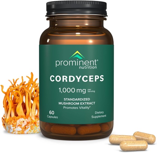 [BRSROATQDJ5AM3TK] Prominent Nutrition Cordyceps Supplement - Promotes Vitality - 1000 mg, 60 Count