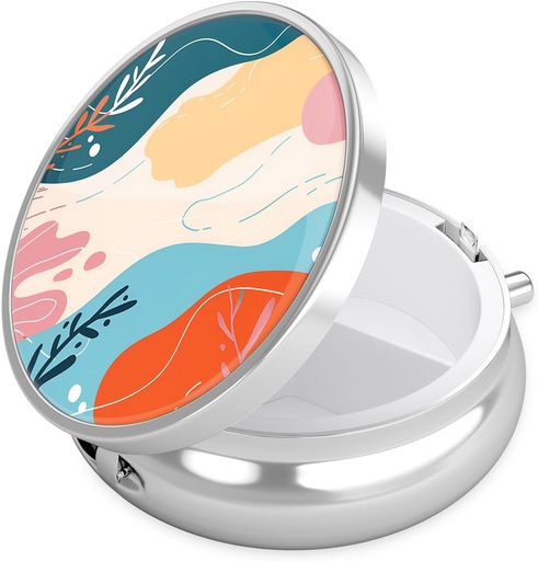 [BRSRAZINAECBSCAZ] Nipichsha Pill Box, Small Pill Case for Purse & Pocket, Cute Travel Medicine Organizer, Portable Medicine Container Holder to Hold Vitamins, Medication, Fish Oil & Supplement, A04-Art Style Pattern