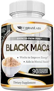 [BRSWYZQ3A4IRYYD7] Black Maca Root Powder Capsules for Men & Women – 100% Wildcrafted Peruvian Gelatinized 1000mg, Supports Healthy Energy & Performance, High Potency & Absorption, Non GMO, 90 Capsules, Made in USA