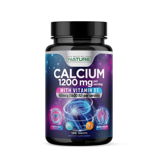 [BRSRMCT5CEAWMYI3] Calcium 1200mg with Vitamin D3 for Best Absorption - Advanced Bone Support Supplement, 1200 mg Calcium Carbonate & 1600 IU Vitamin D3, Slow Release for Immune Support, Easy to Swallow, 120 Tablets