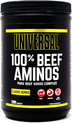 [BRSRM2T7CIBGCDLB] Universal 100% Beef Aminos Tablets | Pure Beef Amino Complex | Full Spectrum EAAs, BCAAs & Protein from Beef Protein Isolate & Pure Desiccated Argentine Beef Liver | 66 Servings, 200 Tablets
