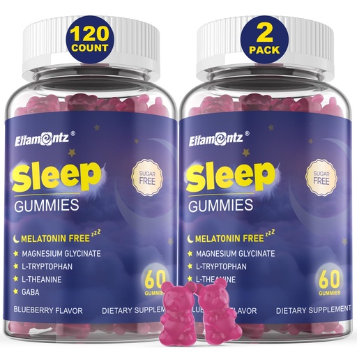 [BRSRAFIYOJ7RMAA4] Sleep Gummies No Melatonin, Sleep Aid for Adults with Magnesium Glycinate, Melatonin Free Calm Sleeping Gummy Supplement with L-Tryptophan, L-Theanine, GABA, Ashwagandha, Valerian - Sugar Free, 120ct