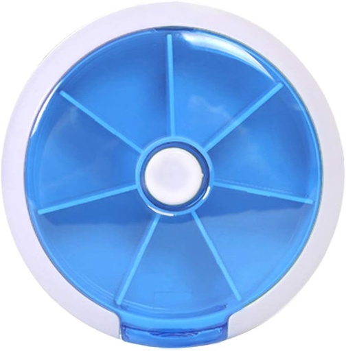 [BRSWGEAECIPWMDQZ] INVODA Rotating Weekly Pill Dispenser 7 Day 3 Times Medicine Pill Planner with 7 Compartments (Blue)