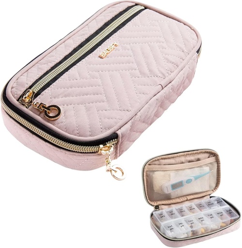 [BRSRMGIYAABA23I2] BAGSFY Pill Organizer Case 2 Times a Day- Weekly Medicine Organizer Travel Pill Box with Removable 7 Day Medicine Case Container for Fish Oil, Vitamin, Supplement