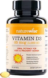 [BRSROGIPDN7Q2D37] NatureWise Vitamin D3 1000iu (25 mcg) 200-Day Supply for Immune Support, Healthy Muscle Function, and Bone Health - Non-GMO, Gluten Free in Organic Extra Virgin Olive Oil, (Mini Softgel), 200 Count