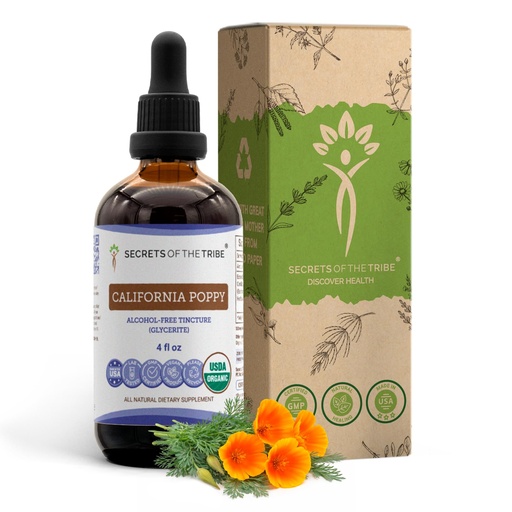 [BRSROZAQCIHBM3Q4] California Poppy USDA Organic Tincture | Alcohol-FREE Extract, High-Potency Herbal Drops | Made from 100% Certified Organic California Poppy (Eschscholzia Californica) Dried Herb and Flower 4 oz