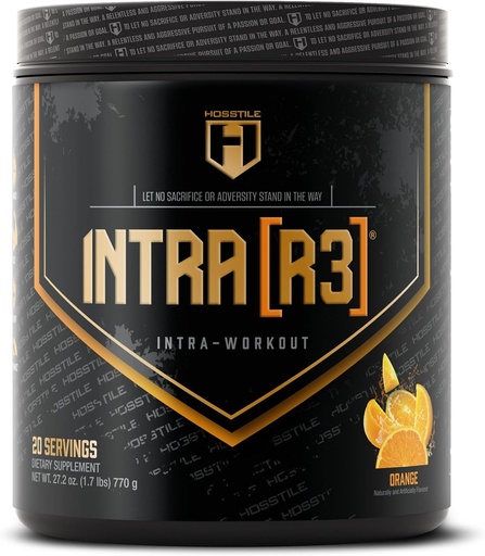 [BRSROHYQCABQMEQY] HOSSTILLE Intra [R3] Intra Workout Powder, EAA & BCAA Drik med kulhydrater, Forbedre energi & Endurance, Build Lean Muscle & Forbedre inddrivelse, Orange, 20 Servere