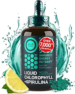 [BRSW2YATDMNWGCI3] Liquid Chlorophyll Drops with Spirulina for Water - Full Strength Energy, Wellness, Immune Support Supplement - 50mg Chlorophyll Liquid, 12.5mg Spirulina - Lemon Flavor Detox Drink - 2oz, 118 Servings