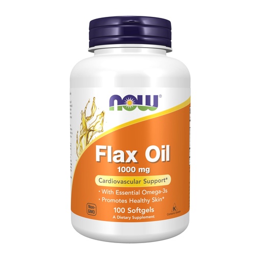 [BRSWIYQHCYGBACDC] NOW Foods Supplements, Flax Oil 1,000 mg made with Organic Flax Oil, Cardiovascular Support*, 100 Softgels