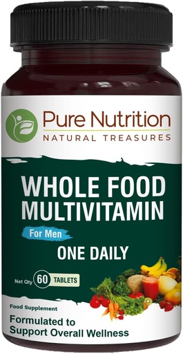 [BRSWYCAEPIDRG2YU] Pure Nutrition Whole Food Multivitamins for Men | 60 Tabs | One-A-Day | 100% RDA | 24 Natural Vitamins and Minerals | All Natural Plant Based Men's Multivitamin | 2 Months Supply