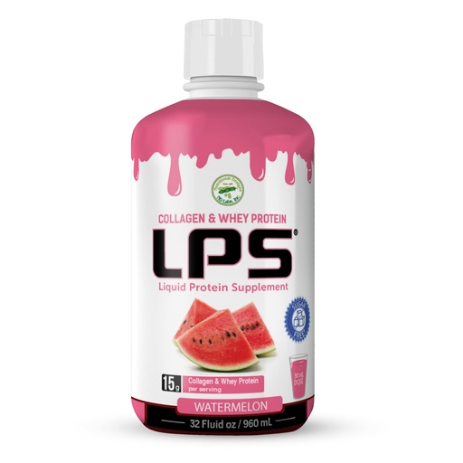 [BRSWGAT6AVYQOYA4] Lps Liquid Collagen & Whey Protein Supplement - Sugar-Free, Dye-Free, Non-Gmo Drink - Hydrolyzed Collagen & Whey Peptides Promotes Healthy Skin & Hair For Men & Women, Watermelon, 32 Fl Oz