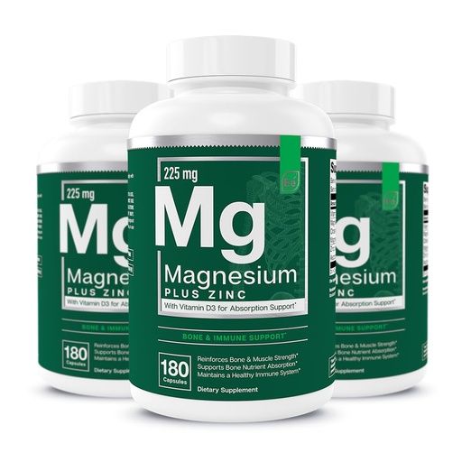 [BRSROFIPCV4AKHTX] Essential Elements Magnesium Plus Zinc with Vitamin D3 - Scientifically Formulated Heart, Bone, & Muscle Support - 225mg Triple-Strength Magnesium Complex with Glycinate, Malate, Citrate - 540 Count