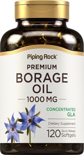 [BRSWIFDQAV5WMHT4] Piping Rock Borage Oil Supplement | 1000 mg Softgel Capsules | 120 Count | Cold Pressed | Hexane Free | Non-GMO, Gluten Free Supplement