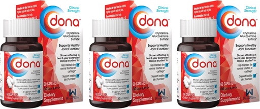 [BRSWGGL4PJYAI3DU] DONA Crystalline Glucosamine Sulfate 60 caplets (3 Pack)F