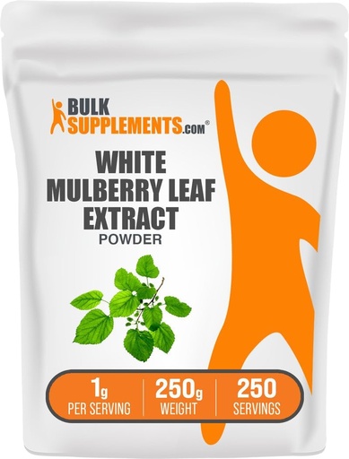 [BRSWKHYRCIDWC2TE] BulkSupplements.com White Mulberry Leaf Extract Powder - White Mulberry Extract, Herbal Supplement - Gluten Free, 1g per Serving, 250g (8.8 oz) (Pack of 1)
