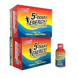 [BRSW2BIOCUPQMGY2] 5-hour ENERGY Regular Strength Energy Shot, Berry Flavor (1.93 oz., 24 Count) Zero Calories & Sugar-Free 200 mg Caffeinated Shot, Amino Acids & B Vitamins, Dietary Supplements