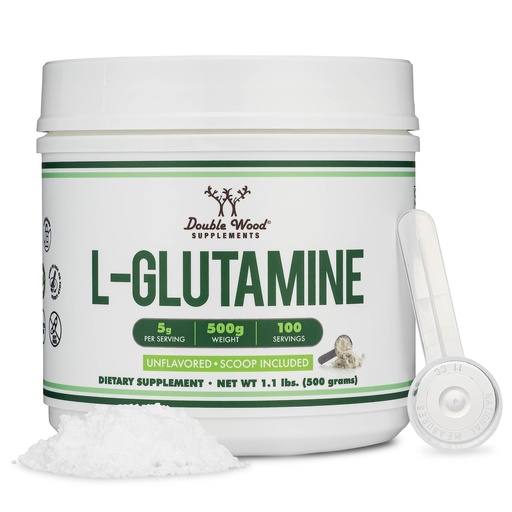 [BRSRO2Y7CJ4AOA35] L Glutamine Powder 1.1lbs (100 Servings of 5 Grams Each - Third Party Tested L-Glutamine Powder) Unflavored, Keto, Vegan Friendly (with Scoop) for Exercise Endurance and Gut Health by Double Wood
