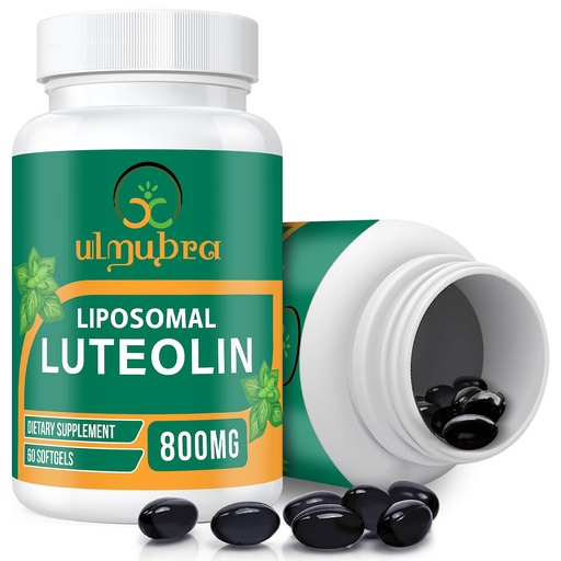 [BRSROZIECEMWKETA] Ulmubra 800 MG Liposomal Luteolin Supplement - Maximum Absorption, Premium Antioxidant Supplement for Brain & Overall Well-Being, 60 Softgels - 30-Day Supply