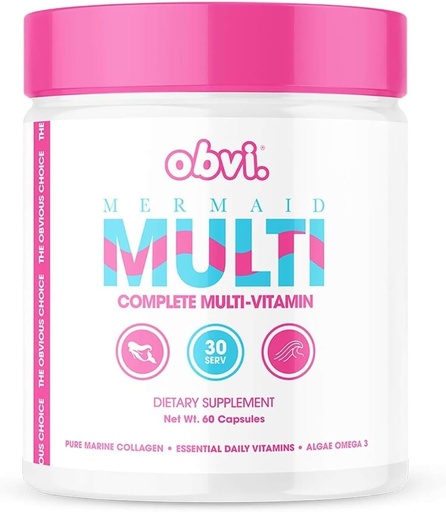 [BRSW2Y34AAMQA23U] Obvi Mermaid Multi for Women's Health | Complete Multivitamin Supplement with Marine Collagen and Biotin, Vitamin C, A, D to Support Bone, Teeth, and Muscle | Immune Health | 60 Capsules, 30 Servings