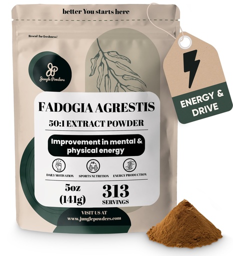 [BRSRMAYZCMCROGTJ] Jungle Powders Fadogia Agrestis Extract for Men 50:1 Concentration 313 Servings - 5 Ounces of Pure Nigerian Fadogia Supplement Traditional Mens Health Support for Drive & Passion Contains Maltodextrin