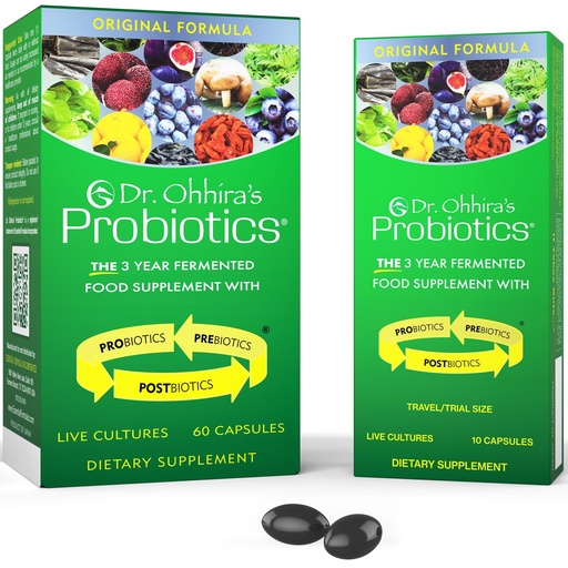 [BRSWGFL2AQNAMFDL] Dr. Ohhira's Probiotics, Original Formula, 60 Caps with Bonus 10 Capsule Travel Pack - 13 Probiotic Strains with Prebiotics and Postbiotics