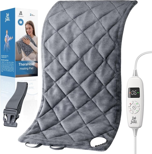[BRSRAHAPBENAKCT6] BOB AND BRAD Weighted Heating Pad with Far Infrared Warm, Large Heating Pad for Body Back Deep Muscle Pain Relief, Gift for Family Women Men, ETL Certified 2.4lbs, 12"x24"(Grey)