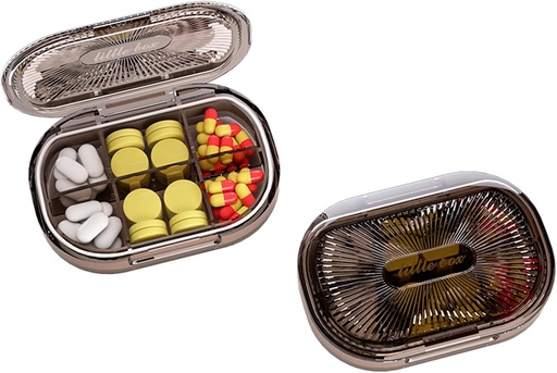 [BRSRMCAEBYJQEAAY] Small Pill Box, Moisture Proof Pill Case, Travel Pill Organizer for Pocket Purse, Daily Portable Medicine Vitamin, Fish Oil, Supplement (Black-3)