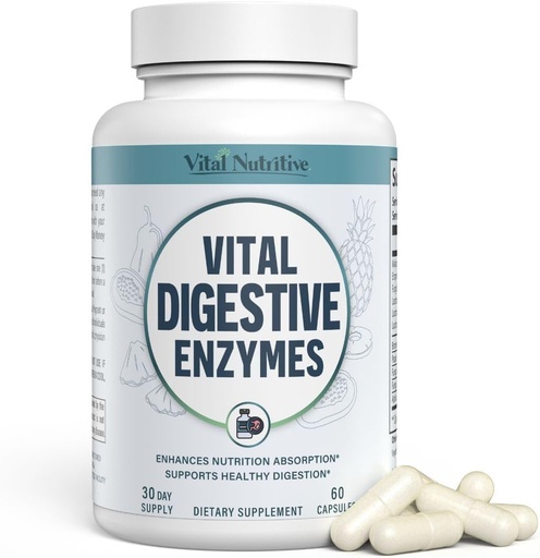 [BRSRAHQRC56RQ3DO] Vital Digestive Enzymes with Makzyme-Pro™ – Advanced Probiotic Complex for Digestive Support, Gut Health, Nutrient Absorption & Energy