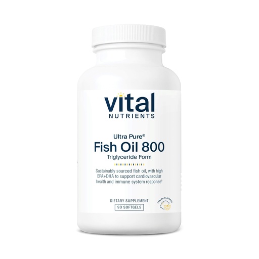 [BRSWI2T2CYIAGYDC] Vital Nutrients Ultra Pure® Fish Oil 800 Triglyceride Form - Heart, Brain, & Immune Health* - Sustainably Sourced High EPA & DHA Omega-3 Fatty Acid - Lemon Flavor - Gluten, Dairy, Soy Free - 90 Count