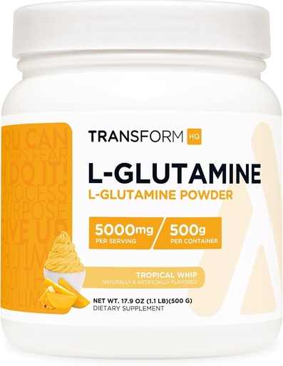 [BRSROAQHBENQIHLD] TransformHQ L-Glutamine Powder 500g (Tropical Whip) - Gluten Free, Non-GMO