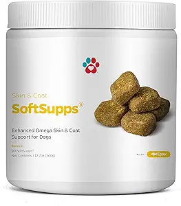 [BRSWGAIPDIPB4A36] Pet Parents® Skin & Coat SoftSupps® Dog Skin and Coat Supplement with Omega 3 Fish Oil for Dogs, Vitamin E for Dogs, and Biotin for Dogs for Dog Itch Relief, Dog Skin Care, 90ct Skin Vitamins for Dogs