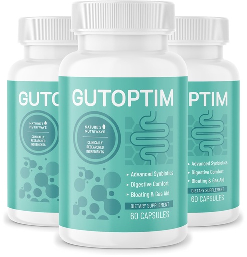 [BRSRAFQ6OIIRO3DJ] GutOptim Probiotic & Prebiotic Capsules | Pre and Probiotics for Synbiotic Gut Health & Bloating Relief for Women & Men | Enzyme with Probiotics for Digestive Health | Non-GMO, 60 Ct, 3 Month Supply