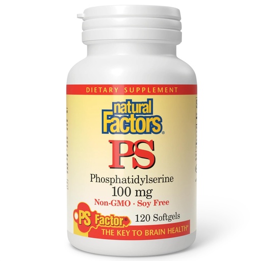 [BRSWIGYLOJ6QK3I3] Natural Factors, Phosphatidylserine, Support for Memory, Concentration and Brain Functions, Soy and Gluten Free, 120 Softgels